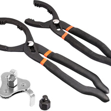 ZOENHOU 3PCS Universal Oil Filter Wrench Set,10-Inch 12-Inch Adjustable Oil Filter Pliers,3 Jaw Oil Filter Wrench Tool