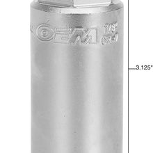 OEMTOOLS 25001 7/8 Inch Oxygen Sensor Deep Socket, 3/8 Inch Drive | Fits O2 sensor in all Domestic & Imported Vehicles w/ Computerized Engines | Cutaway Slot Protects Sensor Wire | Chrome Plated Steel