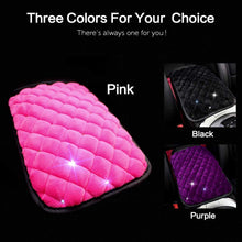 eing Fashion Exquisite Car Armrest Center Console Pad Pure Plush Seat Center Mat Cushion Cover with Bling Diamonds 13.7" x 8.6",Pink