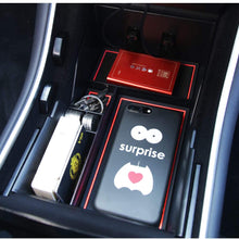 YEE PIN Model 3 Center Console Organizer Tray for Tesla Model 3 2018 2019 2020 Center Console Storage Box Armrest Box Secondary Storage, Insert ABS Black Materials Tray (Red)