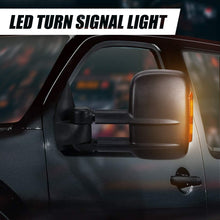 Pair Black Power Heated Glass Smoked LED Signal Light Side Towing Mirrors Replacement for Silverado/Sierra 03-07
