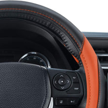 Motor Trend SW-814 Sport Drive Perforated Leather Steering Wheel Cover with Contrast Stitching - Universal Fit for Standard Sizes 14.5 15 15.5 inches (Orange + Black)