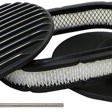 Assault Racing Products A6020-3PBK 12 x 2 Oval Full Polished Finsned Black Aluminum Air Cleaner Assembly Retro