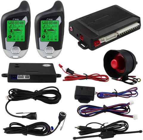 EASYGUARD EC203 2 Way car Alarm System with LCD Pager Display, ultrasonic Sensor & Shock Sensor DC12V