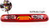 For 2007-2013 Chevy Chevrolet Silverado/GMC Sierra 1500 2500HD 3500HD 3D LED Bar 3rd Third Tail Brake Light Rear Cargo Lamp High Mount Stop light Electroplating Housing (Red)