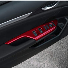 CKE Civic ABS Armrest Window Rise Lift Down Control Switch Door Lock Panel Cover Trim for 10th Gen Honda Civic 2019 2018 2017 2016 - Red