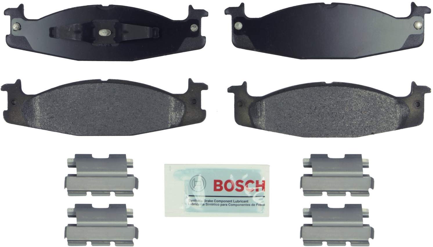 Bosch BE632H Blue Disc Brake Pad Set with Hardware for Select Ford Bronco, E-150 Econoline, and F-150 - FRONT