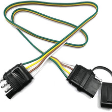 CARROFIX 4 Way Flat Trailer Wire Extension 40" Flexible Coiled Cable with 4 Pin Male & Female Wiring Harness Connector