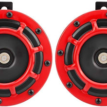 Fydun Automobile Motorcycle Modified Horn Speakers Klaxon Loudspeaker 1Pair 12V (Red) (Red)