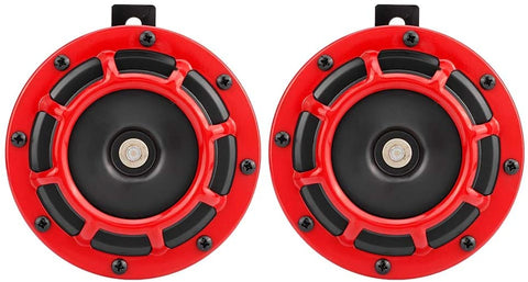 Fydun Automobile Motorcycle Modified Horn Speakers Klaxon Loudspeaker 1Pair 12V (Red)