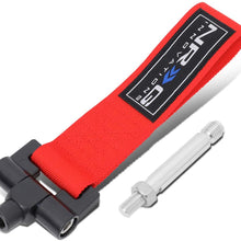 NRG Innovations TOW-163RD Front/Rear Bumper 2.25 Inches Wide Nylon Towing Hook Belt Strap + LED Keychain Flashlight
