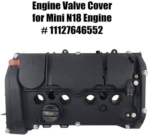 GLOSSY AUTO PARTS Engine Cylinder Head Valve Cover 11127646552 for Mini Cooper R55 R56 R57 R58 R59 R60 R61 N18 Engine 1.6L 11127603390