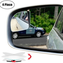 Ampper Upgrade 2" Round Blind Spot Mirrors, 360 Degree Adjustabe HD Glass Convex Wide Angle Rear View Car SUV Universal Fit Stick-On Lens, Pack of 4
