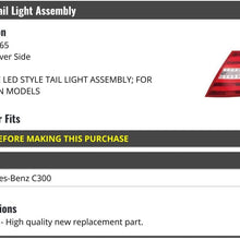 Left Driver Side Tail Light Assembly - Compatible with 2012-2014 Mercedes-Benz C300 (Coupe and Sedan)