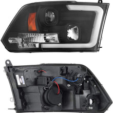 For 2009-2018 Dodge Ram 1500 2500 3500 Truck LED Tube Black Projector Headlights Left+Right Replacement