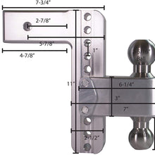 Weigh Safe 180 Hitch CTB8-2.5 8" Drop Hitch, 2.5" Receiver 18,500 LBS GTW - Adjustable Aluminum Trailer Hitch Ball Mount & Chrome Plated Combo Ball, Dual Pin Keyed Lock