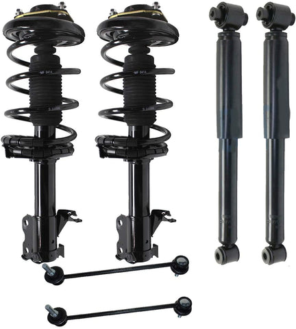 Detroit Axle - 6PC Front Strut & Coil Spring Assembly + Rear Shock Absorber and Front Sway Bars for 2007 2008 2009 2010 2011 2012 Nissan Sentra 2.0L ONLY