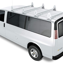 AA-Racks Model X37 Heavy Duty Rain Gutter Van Roof Rack Round Four Bar Set Steel Matte White