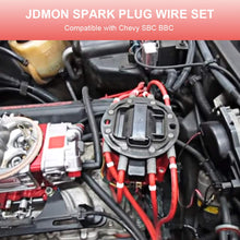 JDMON Compatible with High Performance Spark Plug Wire Set Universal for GM SBC BBC Chevy Small Block 307 327 350 383 Big Block 396 454 V8 10.5mm Red Line