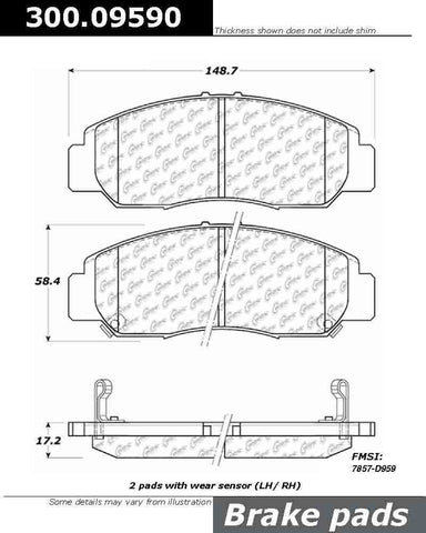 Centric - Premium Brake Pads with Shims - #300.09590