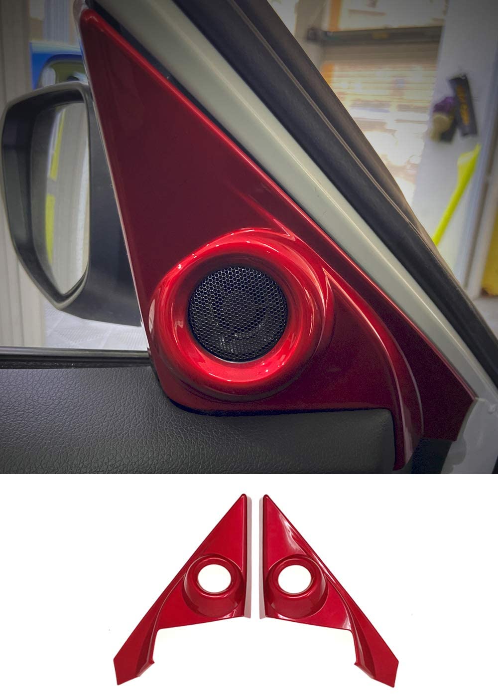 Carbon Fiber Grain Interior Front Door Speaker Window A Pillar Cover Trim For Honda 10th Gen Civic 2016 2017 2018 2019 2020