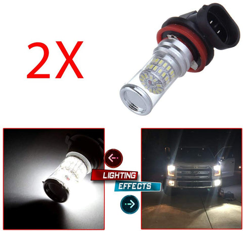 cciyu 2 Pack High Power White COB H11 H8 H9 LED Fog Light Bulb W/Projector Replacement fit for DRL Fog Lights Driving Lamps