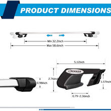 BUNKER INDUST 58" Car Rooftop Cross Bars, Universal Side Rail Mounted Adjustable Aluminum Roof Rack Crossbars with Keyed Locking Mechanism for Vehicles-Carry Your Kayak, Cargo Basket, Roof Bag Safely