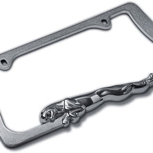 OxGord Stainless Steel License Plate Frame - Universal Tag Frame Holder, Jaguar Chrome Metal
