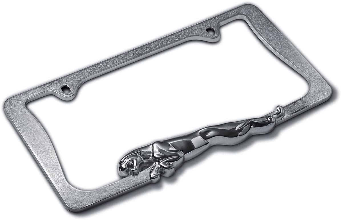 OxGord Stainless Steel License Plate Frame - Universal Tag Frame Holder, Jaguar Chrome Metal