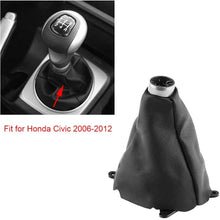 Gear Shift Gaiter, Car Handbrake Gear Shift Knob Cover Car Manual PU Leather Gear Gaiter Shift Shifter Boot Replacement for Honda Civic 2006-2012