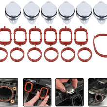 6x 33mm Diesel Swirl Flap Blanks Bungs Intake Gaskets Repair Replacement Kit for BMW 320d 330d 520d 525d 530d 730d with Intake Manifold Gaskets