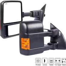 Salem Towing Mirrors Replacement Compatible with 1999-2007 Ford F250 F350 F450 F550 Super Duty, 01-05 Ford Excursion Power Heated With Amber Signal Light Side Mirror