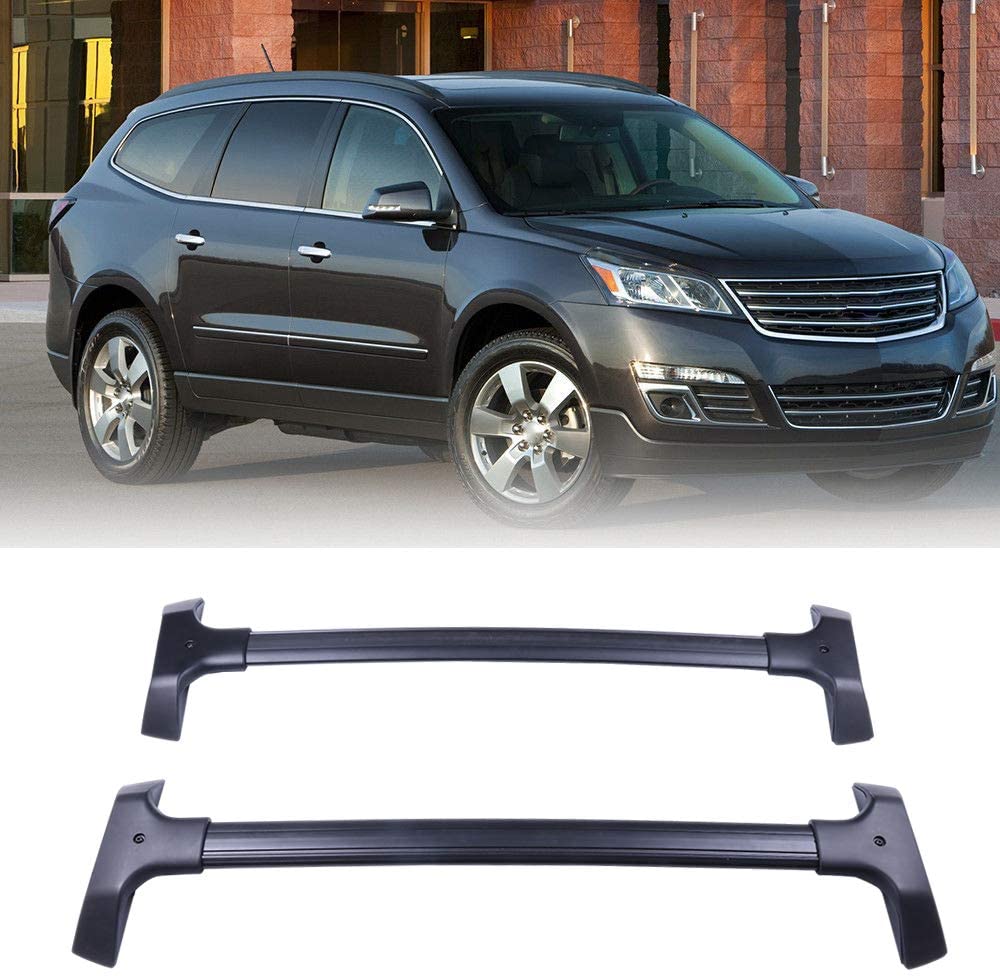 LUJUNTEC Aluminum Roof Mounted Roof Rack Cross Bar Set Fit for 2009-2017 for Chevrolet Traverse Sport Utility 4-Door 3.6L Top Rail Carries Luggage Carrier