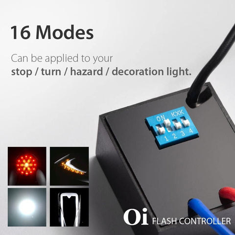 KiWAV 16 in 1 Oi Flash Strobe Controller Flasher Module LED Brake Stop Hazard Light Alert Relay Indicator Turn Signals