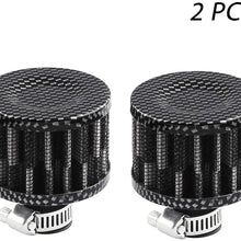 2Pack 12mm Mini Red Universal Car Motor Cone Cold Clean Air Intake Filter Turbo Vent Breather for car and Motorcycle (Carbon)