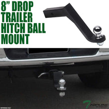 Topline Autopart Universal 8" Drop Rear Bumper Trailer Tow Hitch Loaded Ball Mount With Pin & Clip Kit For 2" x 2" Towing Receiver Tube
