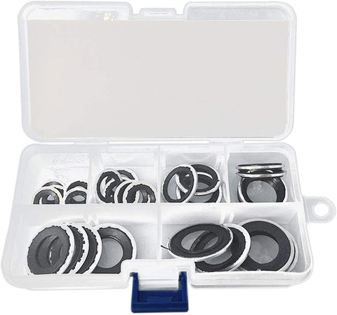 Reunion Air Conditioner Pump Washer 30Pcs A/C Compressor Sealing Gasket Washer Set O Ring Assortment Repair Tool (Color : Black)