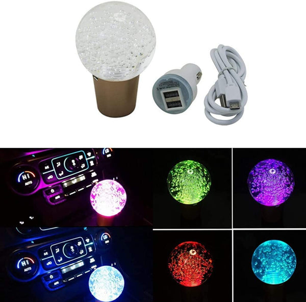 CFUSMOTO New Manual Car Gear Shifter Shift Lever Knob Touch Sensor LED Light Shift Gear Knob Crystal Ball Shift Knobs (Colorful)