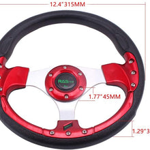 RASTP Universal Racing Steering Wheel 12.5”/320mm 15 Bolts Grip Vinyl Leather & Aluminum with Horn Button for Car Boat Truck Yacht-Silver