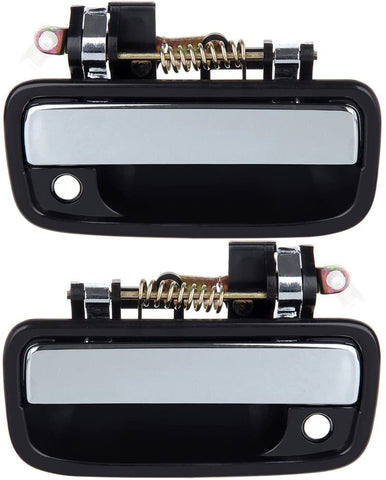 ECCPP Door Handles Exterior Outside Outer Front Driver Passenger Side for 1995-2004 Toyota Tacoma Chrome Black(2pcs)