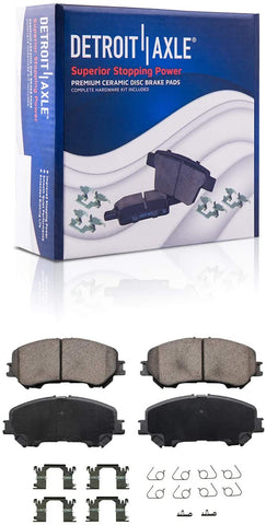 Detroit Axle - Front Ceramic Brake Pads w/Hardware Kit for 2 Row Seating and 296mm Front Rotor Size