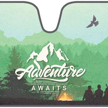 BDK AS-782 Outdoors-Adventure Awaits-Front Windshield Shade-Accordion Folding Auto Sunshade for Car Truck SUV-Blocks UV Rays Sun Visor Protector-Keeps Your Vehicle Cool-58 x 28 Inch