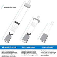 3-Pack Rigid 7" Seat Belt Extending Accessory (Irregular - Type B: 1" Tongue Width) - E-Mark Safety Certified - Buckle Up & Drive Safely