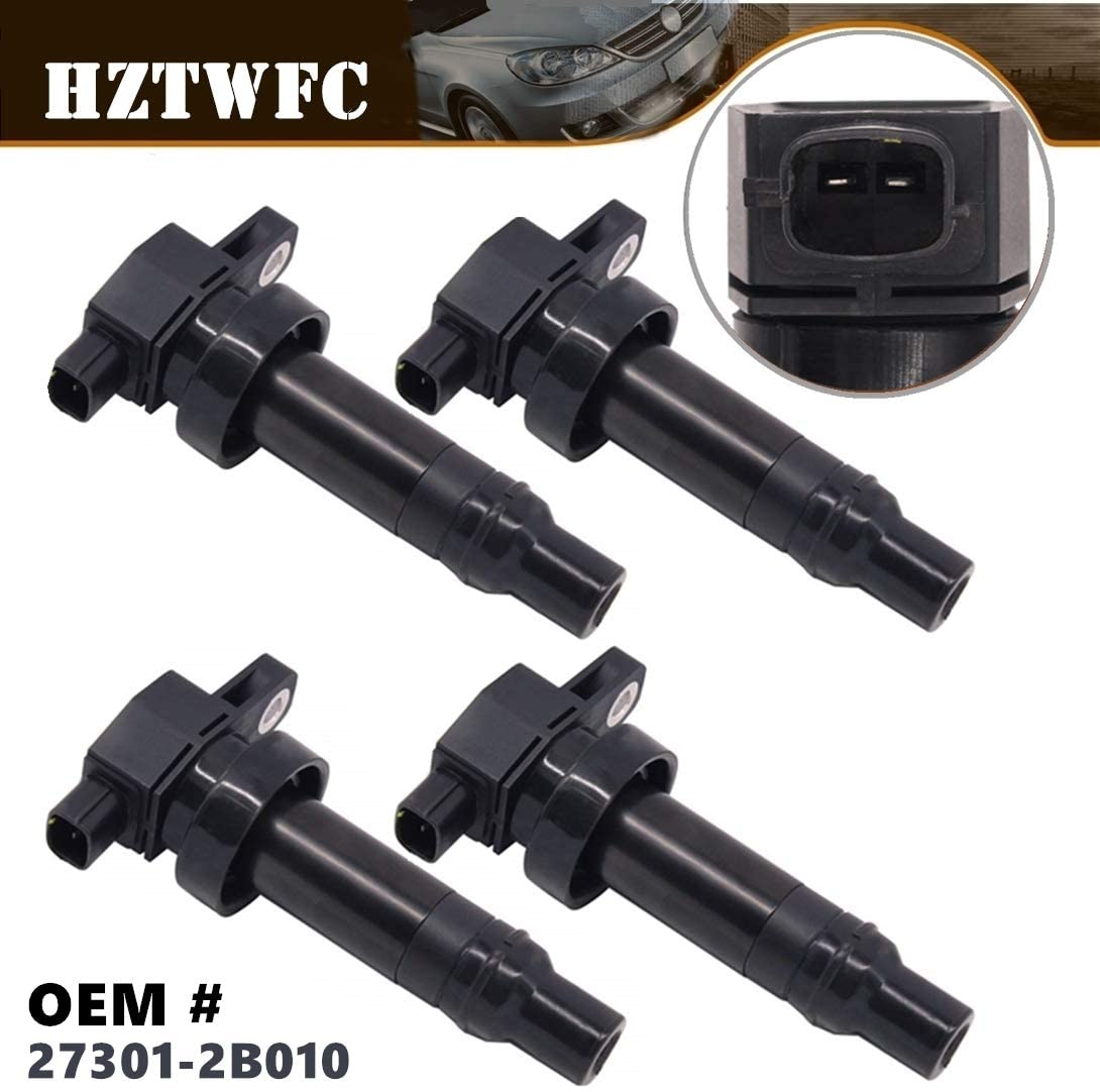 HZTWFC 4 Pack Ignition Coil Compatible for Hyundai Accent i20 i30 - Kia Rio Motor 10-11 Kia Soul 1.6L 27301-2B010 273012B010 27301 2B010 (Set of 4)