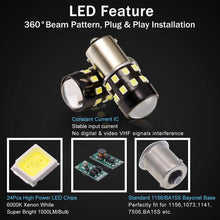 BRISHINE 4-Pack 1000 Lumens Super Bright 1156 1073 1141 7506 BA15S LED Bulbs 6000K Xenon White 24-SMD LED Chipsets with Projector for Backup Reverse Lights, Parking Lights, Daytime Running Lights