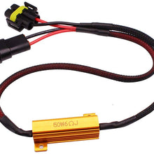 HUIQIAODS H11 H8 H9 880 881 Wire Harness Kit 50W 6Ohm LED Load Resistor Fix Hyper Flashing Blinking Canbus Error Warning Canceller Fit Upgrading LED Headlight Fog DRL Light 2Pcs