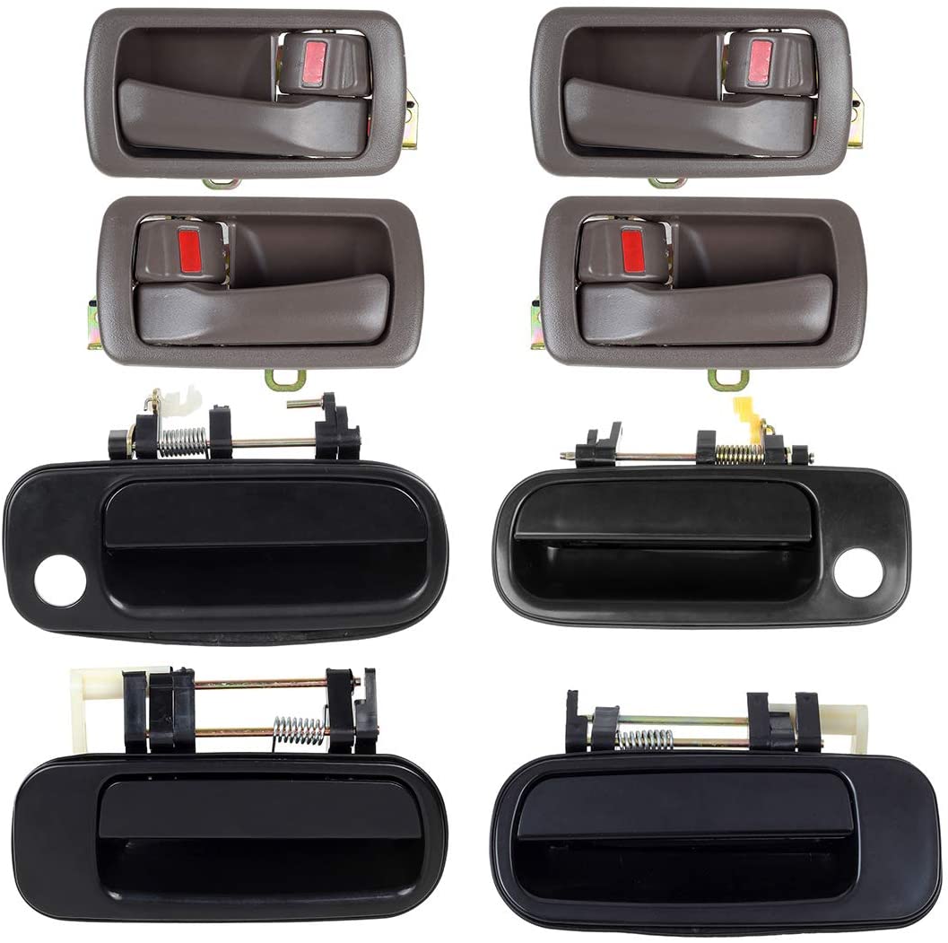 AUTEX 4pcs Interior + 4pcs Exterior Door Handles Front Rear Left Right Compatible with Toyota Camry 1992 1993 1994 1995 1996 Door Handles 77619 1150407 77386 77401 80493 80486