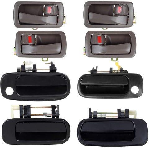 AUTEX 4pcs Interior + 4pcs Exterior Door Handles Front Rear Left Right Compatible with Toyota Camry 1992 1993 1994 1995 1996 Door Handles 77619 1150407 77386 77401 80493 80486