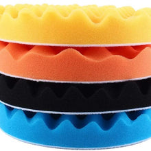 Terisass 4 Pcs/Set Car Cleaning Pads Auto Polisher Buffer Pads 7 Inch Sponge Finishing Heavy Polishing Pad Universal Car Sponge Polishing Tool Round Shape Buffing Waxing Pad Kit