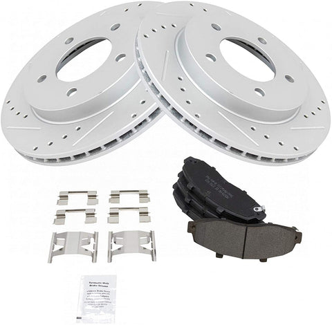 Front Performance Drilled & Slotted Brake Rotor & Posi Metallic Pad Set